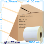 karton etykiet 70x30 mm termiczne 1000 szt. 67 rol. samoprzylepne białe