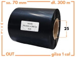 70x300 kalka WOSKOWA taśma termotransferowa wosk 70mm 300m czarna OUT