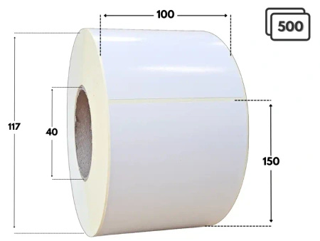 100x150 mm etykiety termotransferowe 500 szt. gilza 40 samoprzylepne białe naklejki 100/150