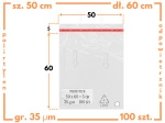 50x60 cm worki foliowe z taśmą klejącą na odzież 500x600 mm ldPE 100 szt