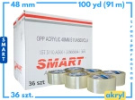karton akryl 48mm x 100yd (91m) Smart BEZBARWNA taśma klejąca 48/100 pakowa 36 sztuk