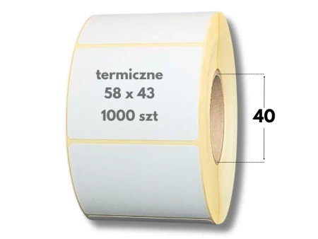 58x43 mm etykiety termiczne 1000 szt. samoprzylepne białe 58/43