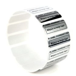 z_usl_nad_p 30x11 mm plomby gwarancyjne VOID SREBRNE nadruk CZARNY 100 szt.