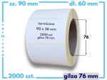 90x60 mm etykiety termiczne 2000 szt. gilza 76 samoprzylepne białe