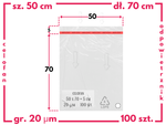 bv 50x70+5 cm celofanowe worki odzieżowe z taśmą klejąca i odpowietrznikiem 100 szt. (500x700 mm)