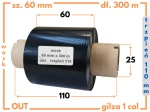 60x300 kalka WOSKOWA taśma termotransferowa wosk 60mm 300m czarna OUT