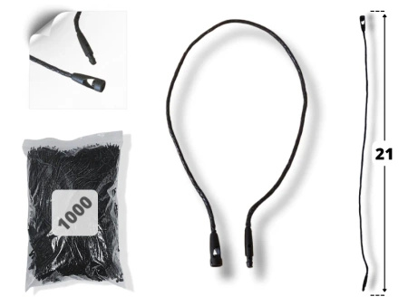 CZARNE 21 cm 1000 szt. łączniki do metek ręczne plomby odzieżowe BLACK