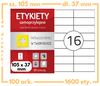 Etykiety 105x37 mm w arkuszach A4 - 1600 etykiet samoprzylepnych uniwersalnych do drukarek biurowych