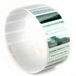 z_usl_nad_p 30x11 mm plomby gwarancyjne VOID SREBRNE nadruk ZIELONY 100 szt.