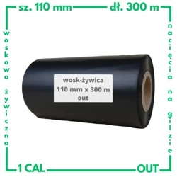 110x300 OUT kalka WOSKOWO-ŻYWICZNA taśma termotransferowa wosk żywica 110 mm 300 m czarna