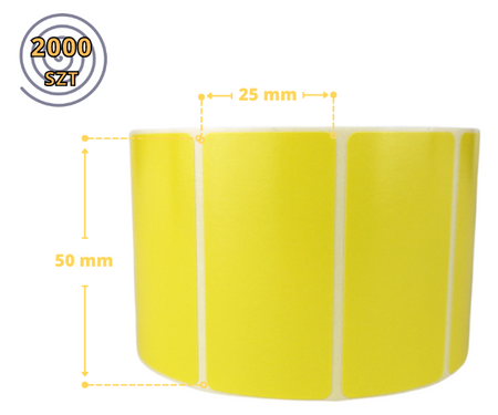 epapk_zolt_ żółte 50x25 mm etykiety TERMOTRANSFEROWE samoprzylepne 2000 szt.