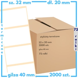 karton etykiet 32x20 mm  termiczne 2000 szt. 72 rol. samoprzylepne białe
