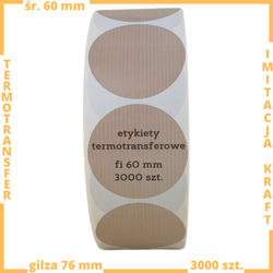 KRAFT imitacja fi 60 mm etykiety kolorowe 3000 szt.