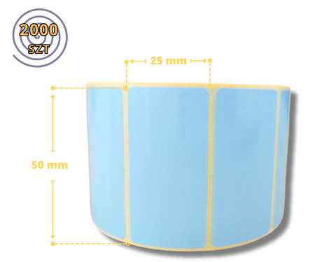 epapk_niebj_ niebieskie jasne 50x25 mm etykiety TERMOTRANSFEROWE samoprzylepne 2000 szt.