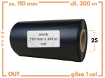 110x300 kalka WOSKOWA taśma termotransferowa wosk 110 mm 300m czarna OUT