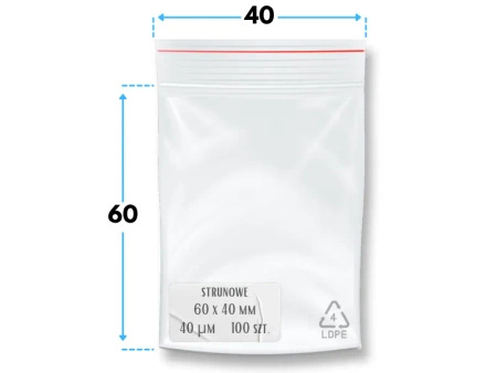 40x60 mm torebki strunowe 100 szt. woreczki (4x6 cm)
