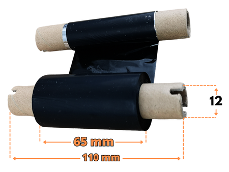65x74 kalka WOSKOWA taśma termotransferowa wosk 65mm 74m czarna OUT