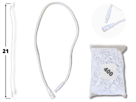 BIAŁE 21 cm 400 szt. łączniki do metek ręczne plomby odzieżowe WHITE