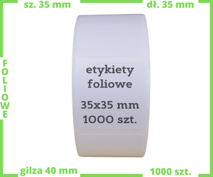 białe 35x35 mm etykiety FOLIOWE 1000 szt.