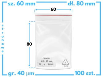 60x80 mm torebki strunowe 100 szt. woreczki (6x8 cm)