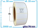 50x25 mm etykiety termiczne 2000 szt. gilza 40 akryl samoprzylepne białe 50*25