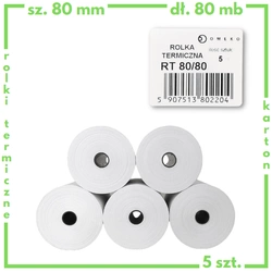 Rolki termiczne 80x80 do kasy fiskalnej 5 szt. 80mm / 80mb