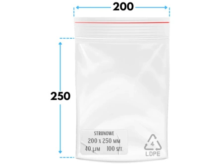 karton 200x250 mm torebki strunowe 100 szt. woreczki (20x25 cm)