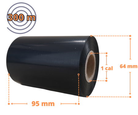 95x300 kalka WOSKOWA taśma termotransferowa wosk 95mm 300m OUT