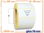80x40 mm etykiety termotransferowe 2000 szt. gilza 76 samoprzylepne białe naklejki 80*40