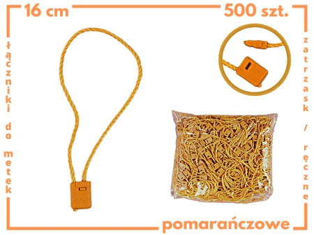 POMARAŃCZOWE 500 szt. łączniki do metek ręczne plomby odzieżowe ORANGE