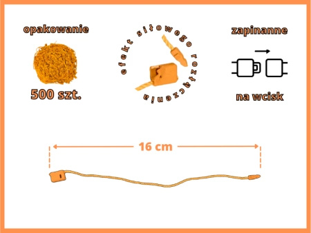 POMARAŃCZOWE 500 szt. łączniki do metek ręczne plomby odzieżowe ORANGE