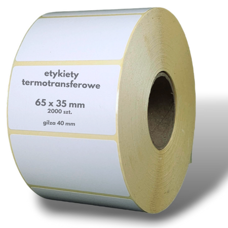 65x35 mm etykiety termotransferowe 2000 szt. gilza 40 samoprzylepne białe naklejki 65/35