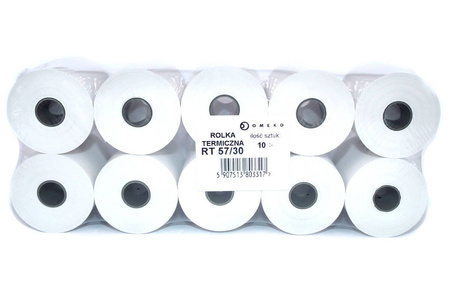 Rolki termiczne 57x30 do kasy fiskalnej 10 szt. 57mm / 30mb