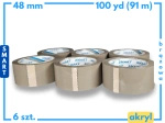 zgrzewka akryl 48mm x 100yd (91m) Smart BRĄZOWA taśma klejąca 48/100 pakowa 6 sztuk