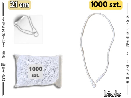 BIAŁE 21 cm 1000 szt. łączniki do metek ręczne plomby odzieżowe WHITE