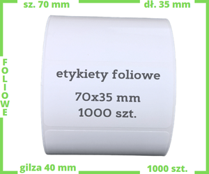 białe 70x35 mm etykiety FOLIOWE 1000 szt.