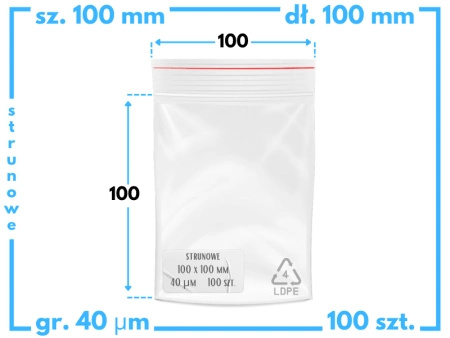 100x100 mm torebki strunowe 100 szt. woreczki (10x10 cm)