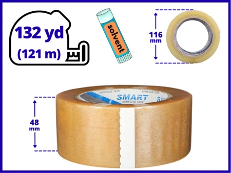zgrzewka solvent 48mm x 132yd (121m) Smart BEZBARWNA taśma klejąca 48/132 pakowa 6 sztuk