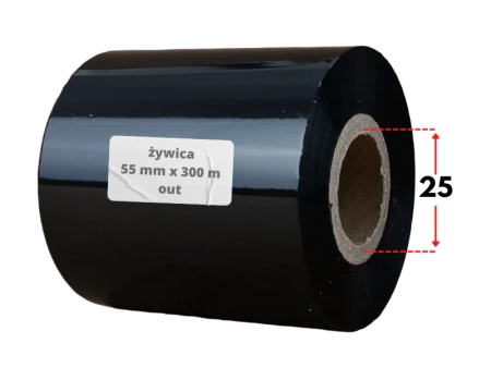 55x300 OUT kalka ŻYWICZNA taśma termotransferowa żywica 55 mm 300 m czarna