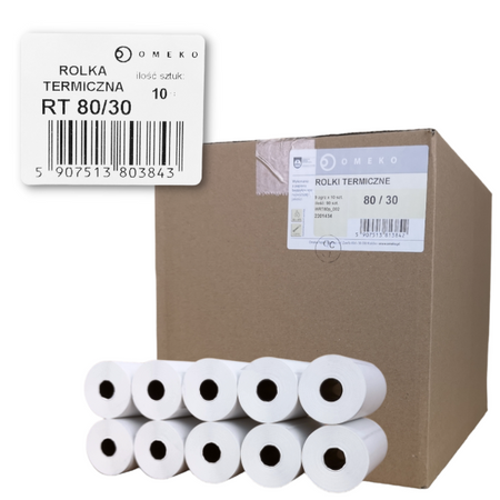 Karton rolek termicznych 80x30 do kas fiskalnych 90 szt. 80mm / 30mb