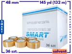 karton solvent 48mm x 145yd (132m) Smart BEZBARWNA taśma klejąca 48/145 pakowa 36 sztuk