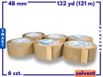 zgrzewka solvent 48mm x 132yd (121m) Smart BRĄZOWA taśma klejąca 48/132 pakowa 6 sztuk
