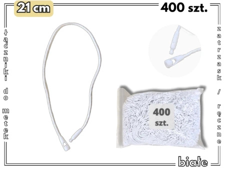 BIAŁE 21 cm 400 szt. łączniki do metek ręczne plomby odzieżowe WHITE
