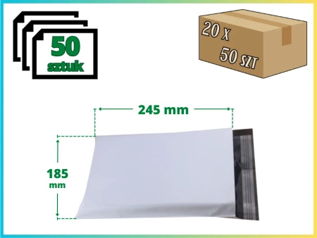 185 x 245 mm foliopaki B5 kurierskie koperty foliowe 50 sztuk