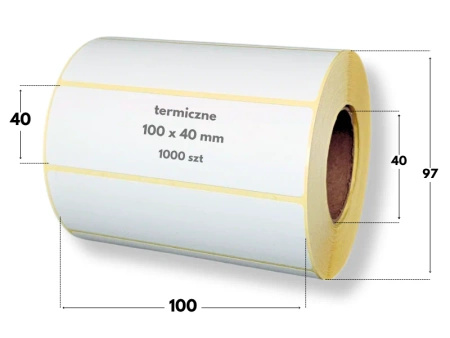 100x40 mm etykiety termiczne 1000 szt. samoprzylepne białe 100*40