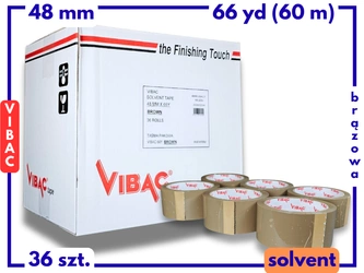 karton solvent 48mm x 66yd (60m) Vibac BRĄZOWA taśma klejąca 48/66 pakowa 36 sztuk