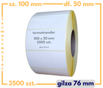 100x50 mm etykiety 3500 szt. gilza 76 samoprzylepne termotransferowe białe