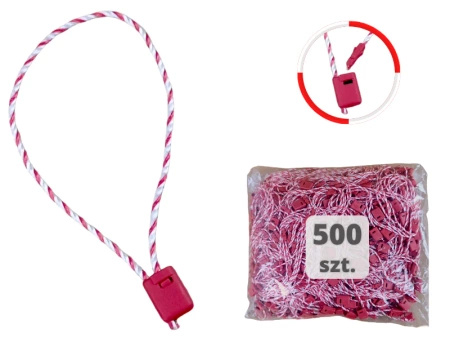 BIAŁO-CZERWONE 500 szt. łączniki do metek ręczne plomby odzieżowe WHITE AND RED