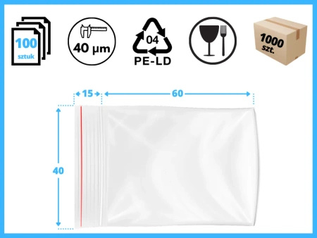 40x60 mm torebki strunowe 100 szt. woreczki (4x6 cm)