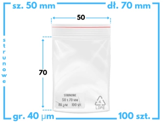 50x70 mm torebki strunowe 100 szt. woreczki (5x7 cm)
